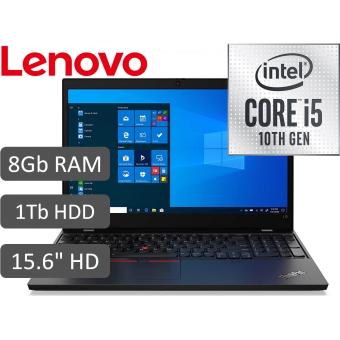 LAPTOP LENOVO THINKPAD L15 GEN 1 Intel Core i5-10210u 1.6Ghz 4 Nucleos Max. Turbo 4.2Ghz 6MB Smart Cache 8GB DDR4 Disco Sólido 960GB SSD