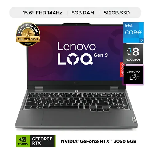 LAPTOP GAMING LENOVO LOQ 15IAX6 INTEL CORE I5-12450HX 12GB (1x 12GB) SODIMM DDR5-4800 SSD 512GB