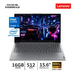 LAPTOP LENOVO V15 G5 IRL INTEL CORE 5 210H 2.2/ 4.8GHz 16GB SODIMM DDR5 5200MHz SSD 512GB