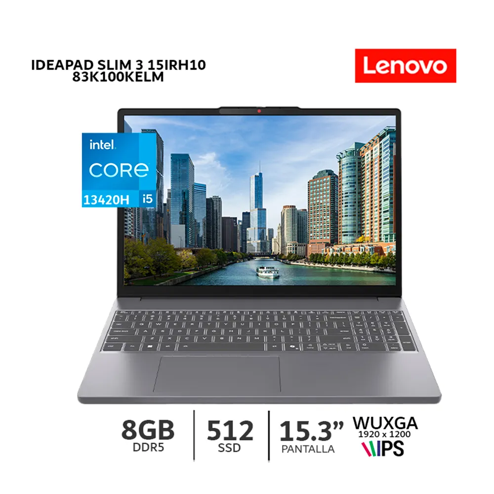 LAPTOP LENOVO IDEAPAD SLIM 3 15IRH10 INTEL CORE i5 13420H 16GB DRR5 4800MHZ (8*2) 512GB SSD