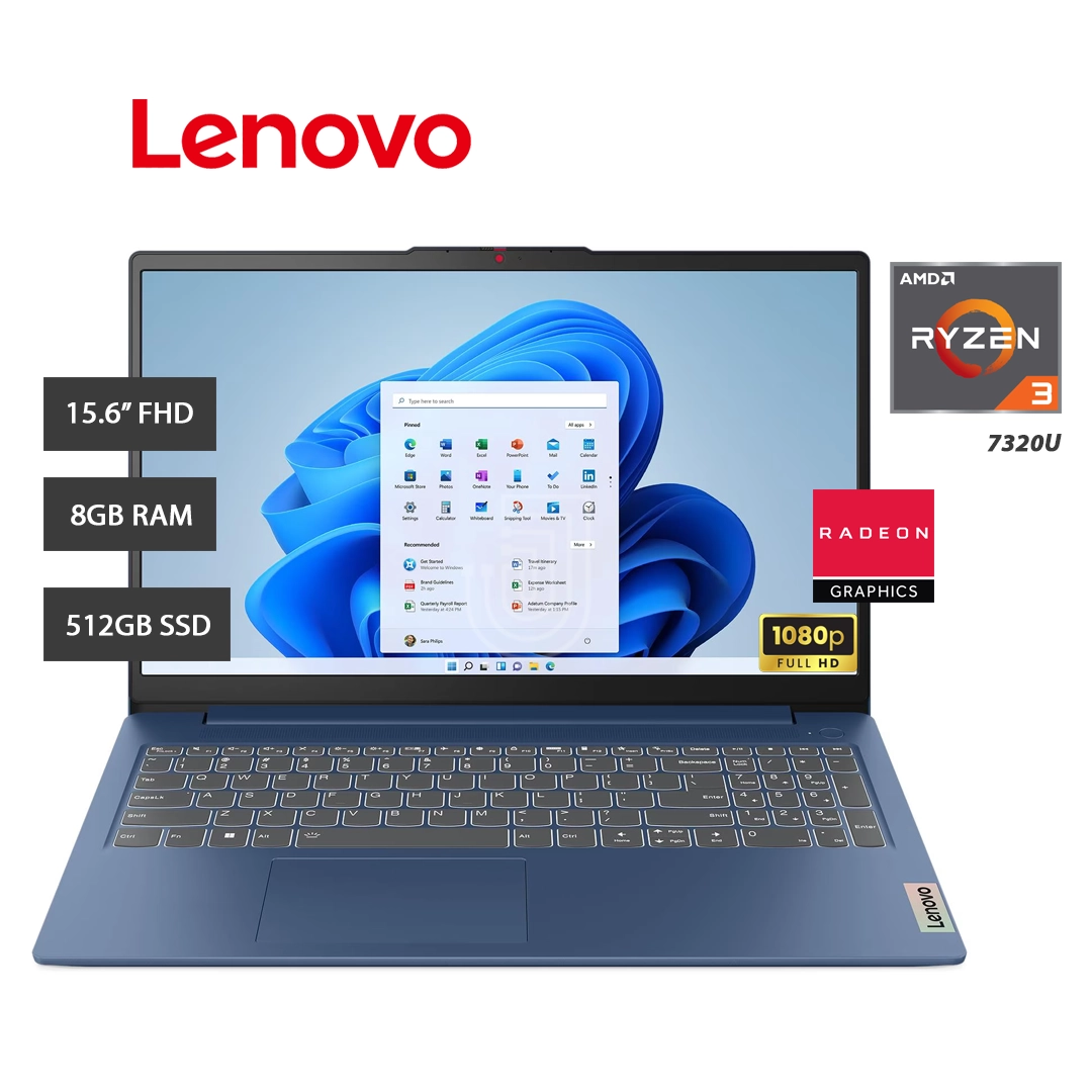 LAPTOP LENOVO IDEAPAD SLIM 3 15AMN8 AMD RYZEN 3 7320U 8GB LPDDR5-5500 SSD 512GB