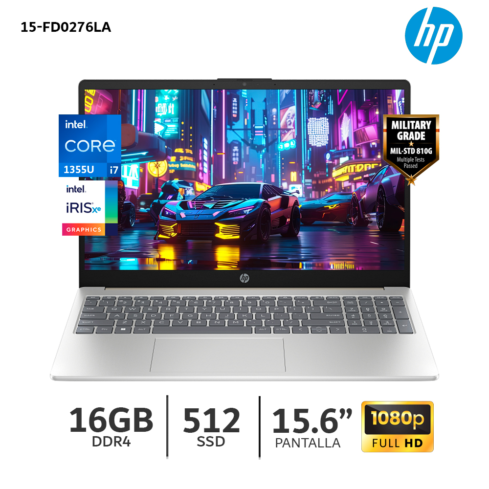 LAPTOP HP 15-FD0276LA INTEL Core i7 1355U 16 GB (2 x 8 GB) 3200Mhz SSD 512GB