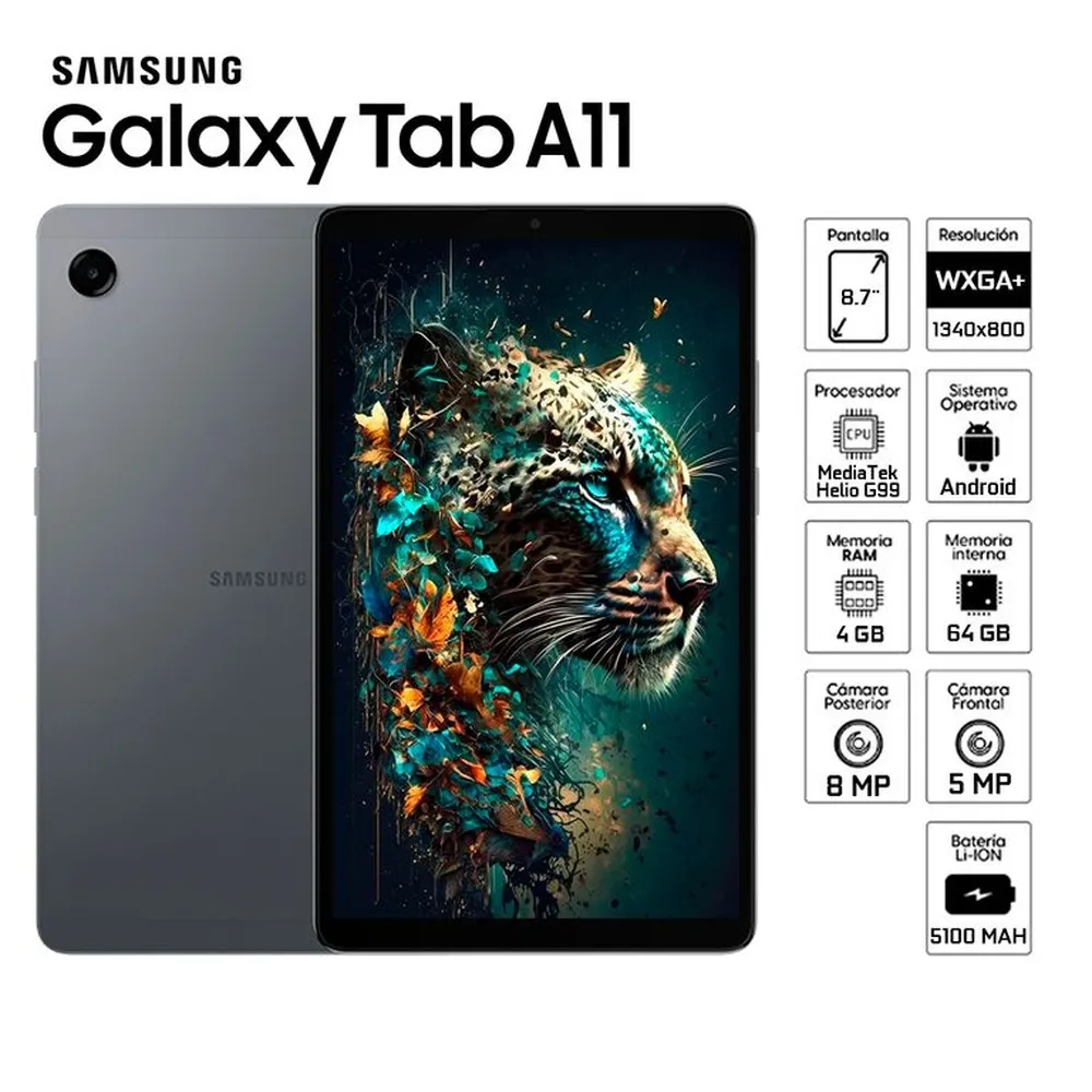 TABLET SAMSUNG GALAXY TAB A11 MediaTek Helio G99 4GB RAM 64GB Almacenamiento
